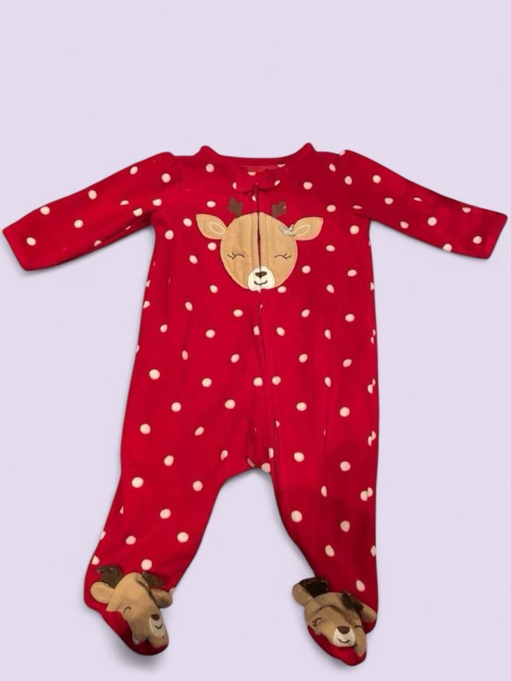 Child of Mine Reindeer Christmas Footie Pajamas 0-3M